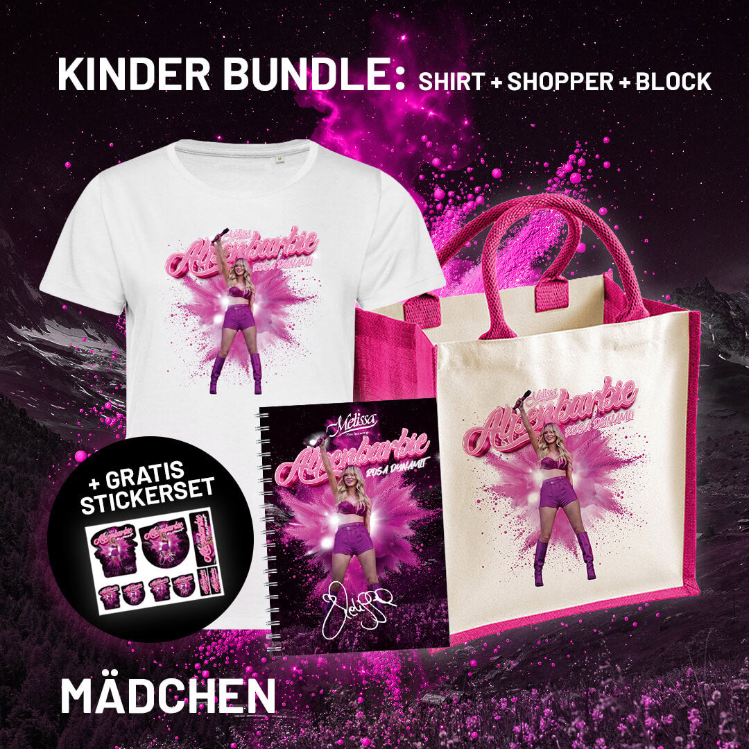 Kinder: "Rosa Dynamit" Bundle Mädchen (Shirt + Shopper + Block)
