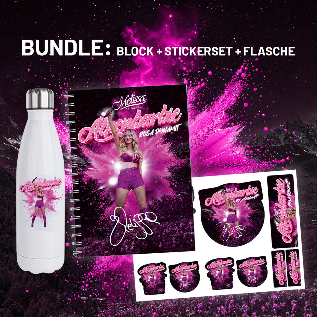 "Rosa Dynamit" Bundle (Block + Stickerset + Flasche)
