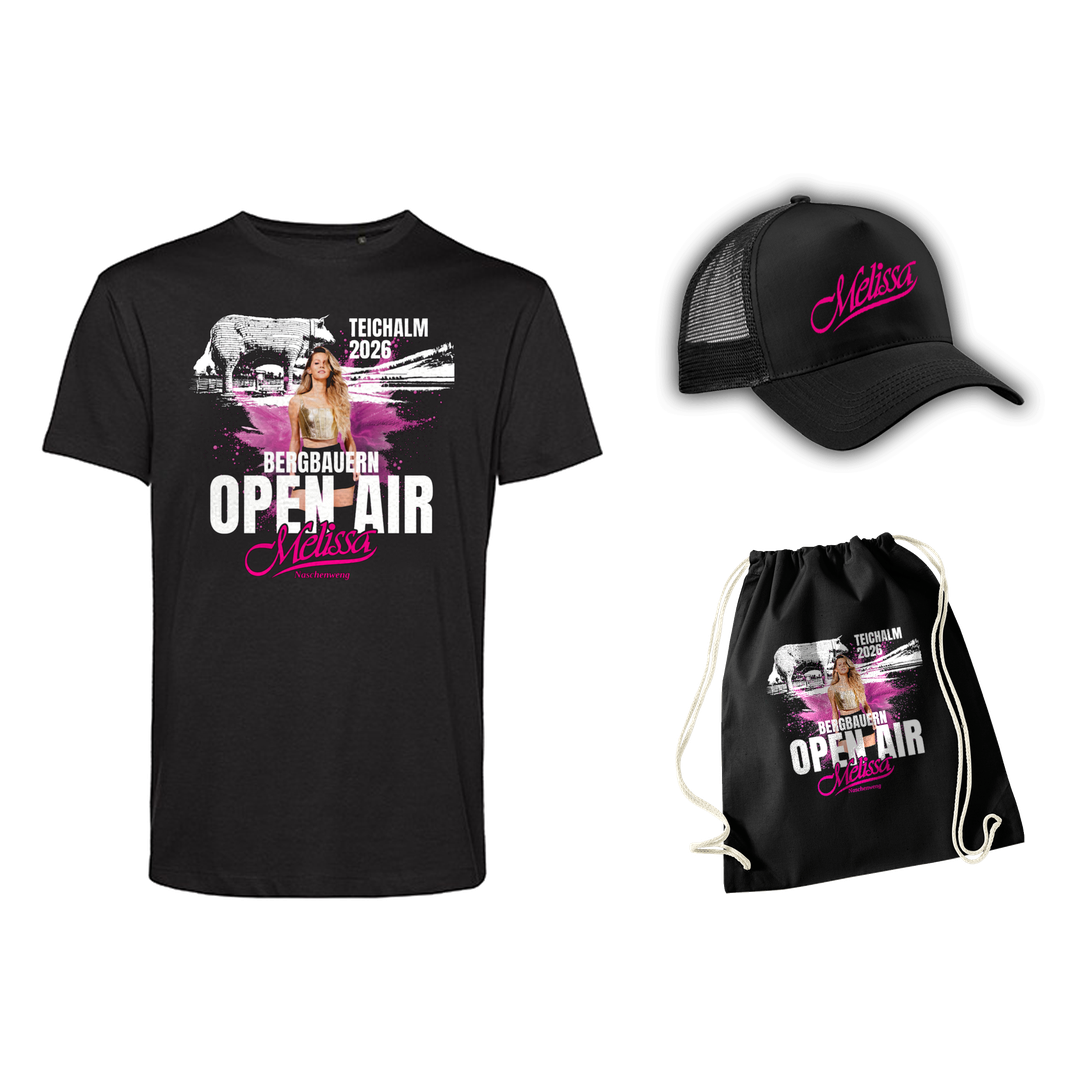 Bergbauern Open Air Teichalm 2026 Konzertpaket — Shirt, Kappe und Beutel