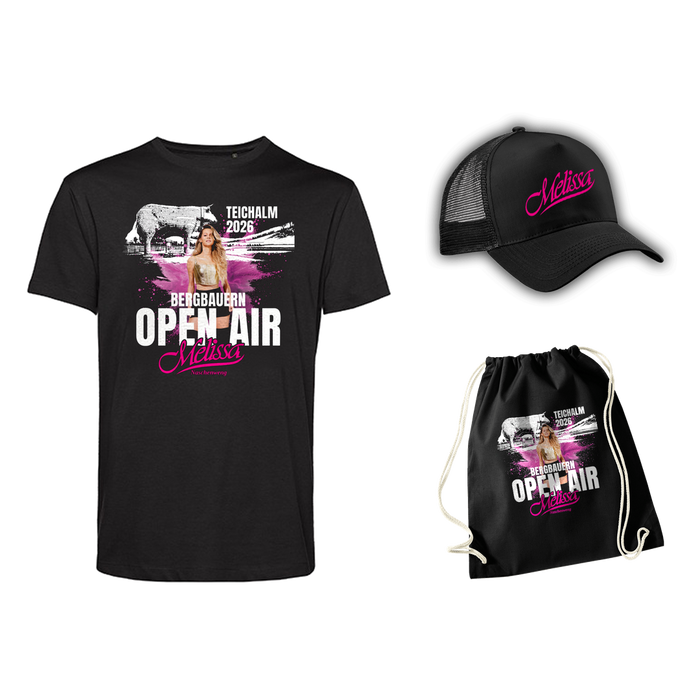 Bergbauern Open Air Teichalm 2026 Konzertpaket — Shirt, Kappe und Beutel