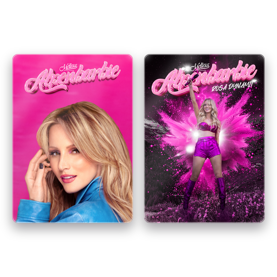 Kühlschrankmagnete 2er-Set, Alpenbarbie und Rosa Dynamit