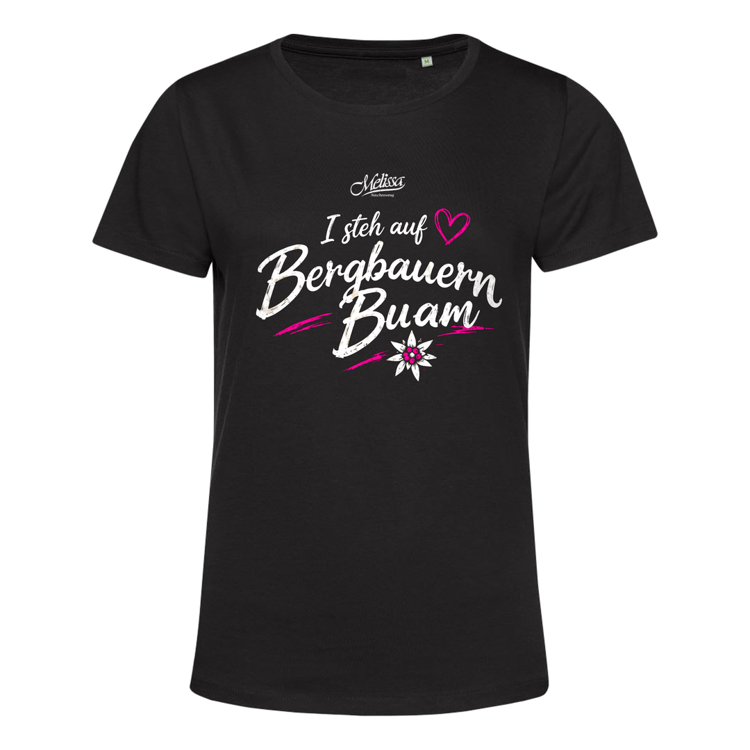 Bergbauern Edelweiß T-Shirt Damen, Motiv I steh auf Bergbauernbuam