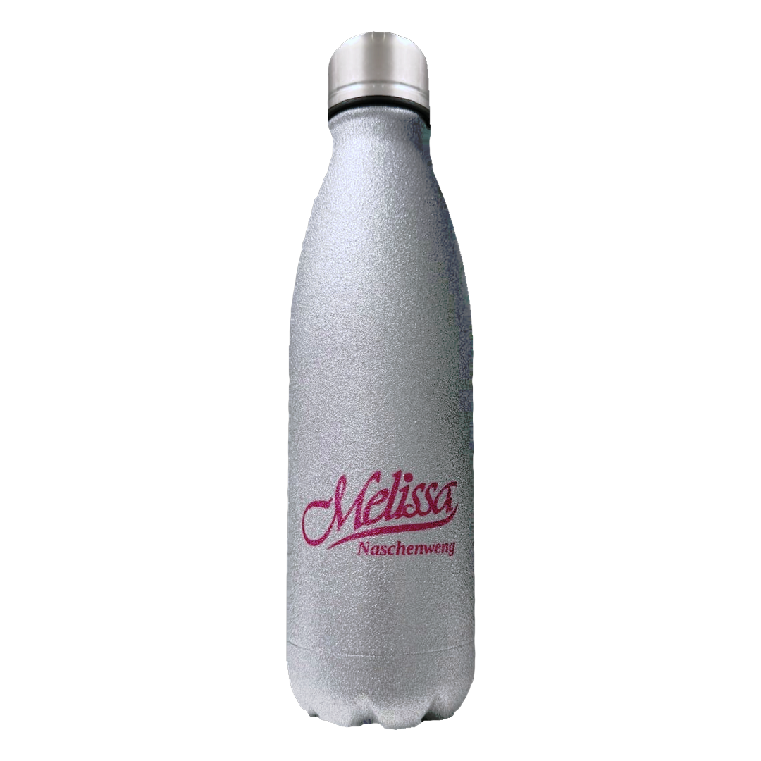 Melissa Naschenweng Trinkflasche Glitzer silber Edelstahl 500 ml