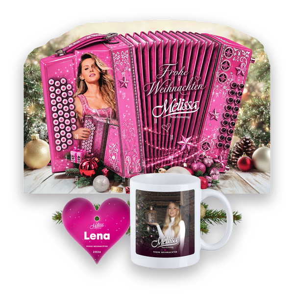 Rosa Advent - Weihnachts-Set: Adventskalender, Häferl und dein Herz mit Namen
