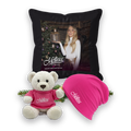 Rosa Kuschelzeit - Geschenkset, Teddybär Hell, Beanie Pink