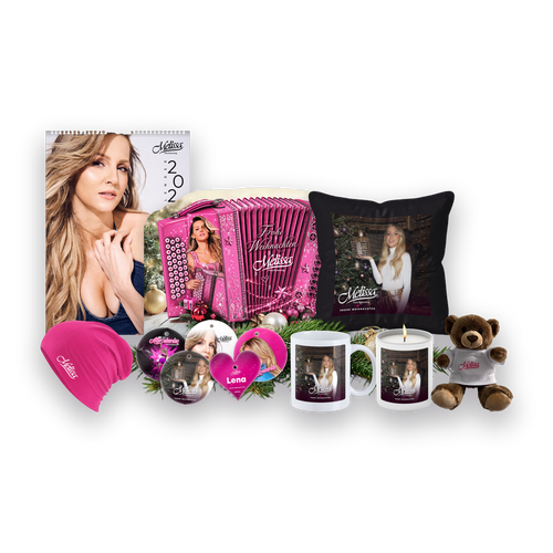 Alles in Rosa - Weihnachts-Set, Teddybär Dunkel, Beanie Pink