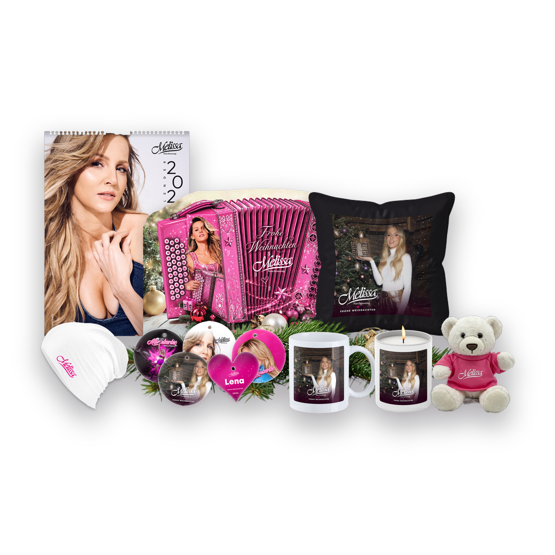 Alles in Rosa - Weihnachts-Set, Teddybär Hell, Beanie Weiß