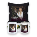 Rosa Stube - Weihnachts-Set: Häferl, Kerze und Polster mit Melissa am Christbaum