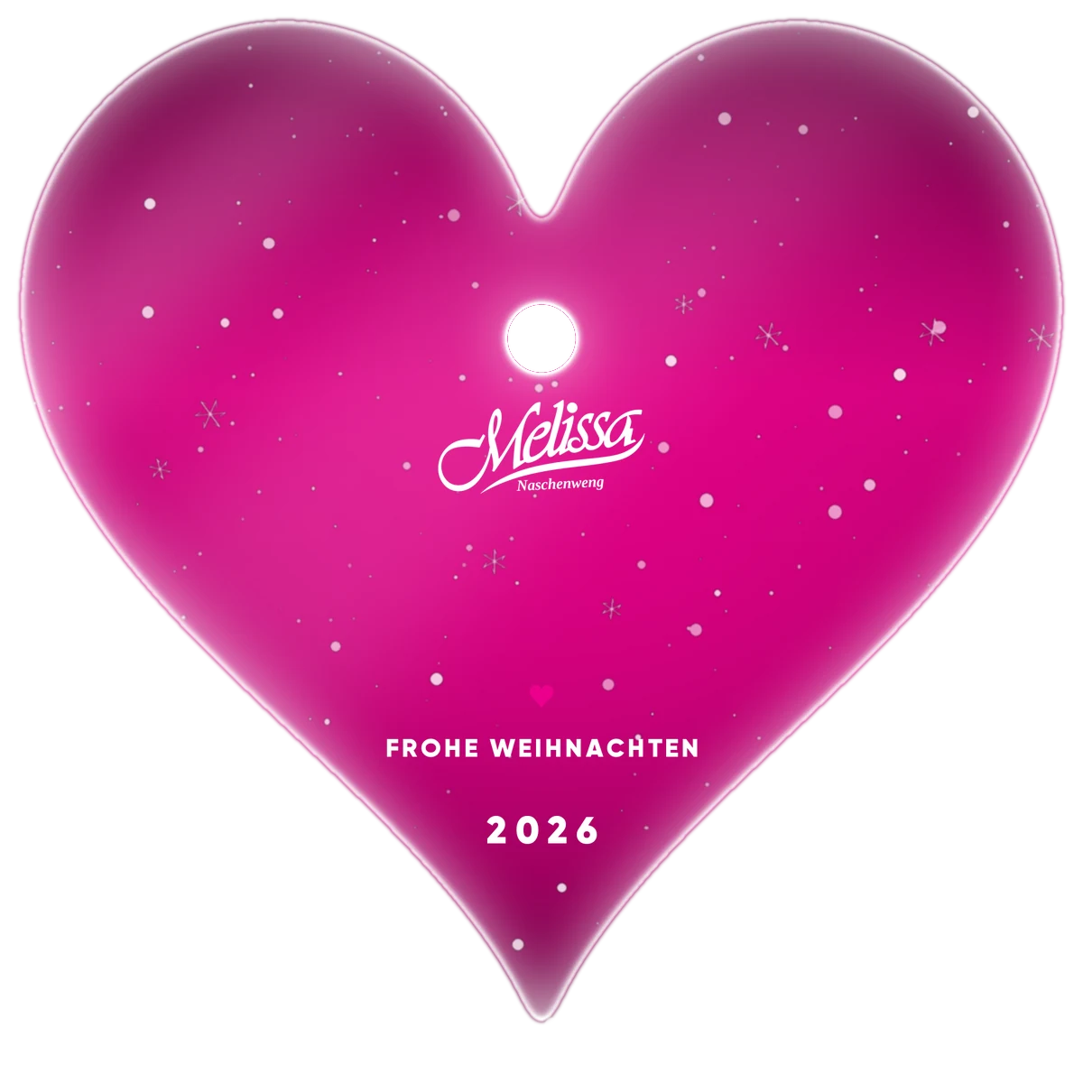 Weihnachtsherz 2026 in Melissa-Pink, Vorschau für den Wunschnamen